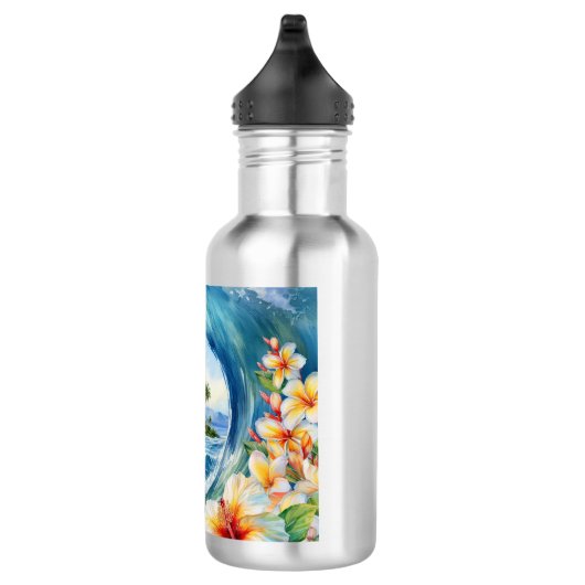 Kai Aloha Hibiscus Watercolor Wave Edelstahlflasche (Rechts)