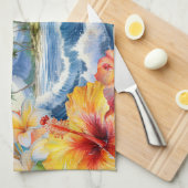 Kai Aloha Hibiscus Watercolor Wave Reversible Geschirrtuch (Viertel Falte)