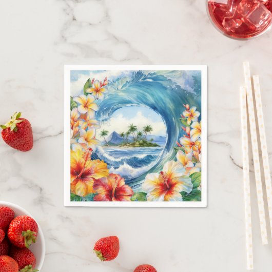 Kai Aloha Hibiskus Wasserfarbene Wave Serviette (Beispiel)