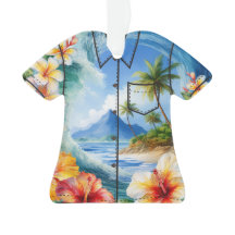 Kai Aloha Hibiskus Watercolor Wave Aloha Shirt