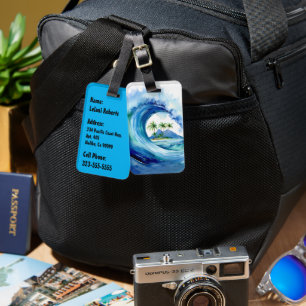 Kai Aloha Insel Wasserfarbenwelle Gepäckanhänger