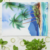 Kai Aloha Insel Wasserfarbenwelle Geschirrtuch (Gefaltet)