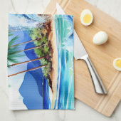 Kai Aloha Insel Wasserfarbenwelle Geschirrtuch (Viertel Falte)