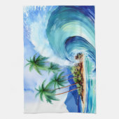 Kai Aloha Insel Wasserfarbenwelle Geschirrtuch (Vertikal)