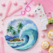 Kai Aloha Insel Wasserfarbenwelle Pappteller (Party)