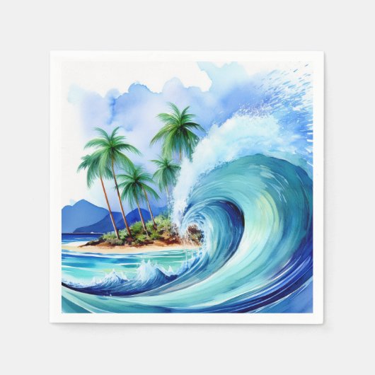Kai Aloha Insel Wasserfarbenwelle Serviette (Vorderseite)
