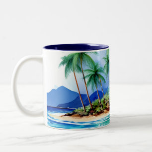 Kai Aloha Insel Wasserfarbenwelle Zweifarbige Tasse