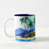 Kai Aloha Island Watercolor Wave Zweifarbige Tasse (Links)