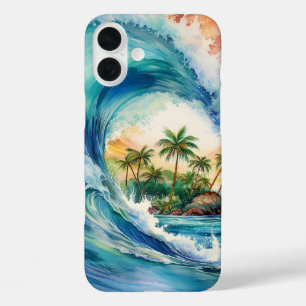 Kai Aloha Motu Watercolor Wave iPhone 16 Plus Hülle