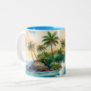 Kai Aloha Motu Watercolor-Welle Zweifarbige Tasse