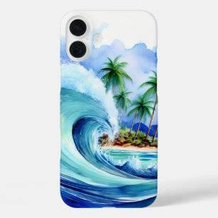 Kai Aloha Palms Watercolor Wave iPhone 16 Plus Hülle