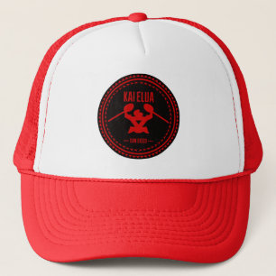 Kai Elua rotes Logo Ausleger-2013% pipe% Truckerkappe