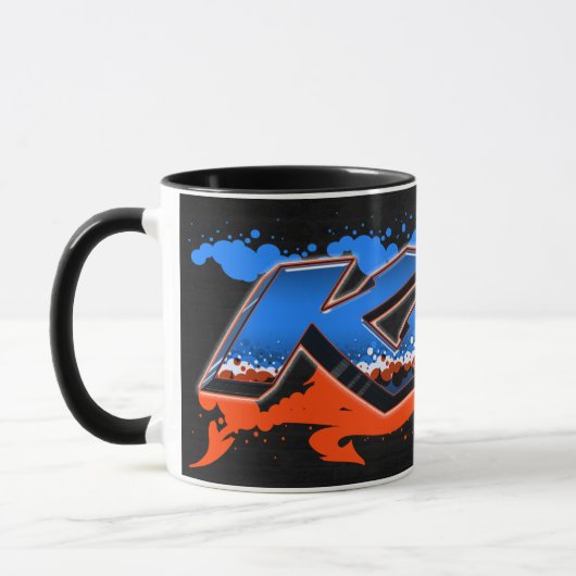 Kai Vorname Name Graffiti blue orange Tasse (Links)