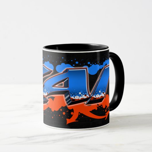 Kai Vorname Name Graffiti blue orange Tasse (VorderseiteRechts)
