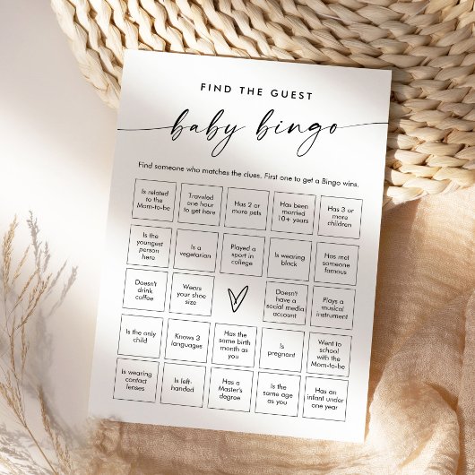 KAIA Finden Sie die Baby Bingo Game Card Einladung