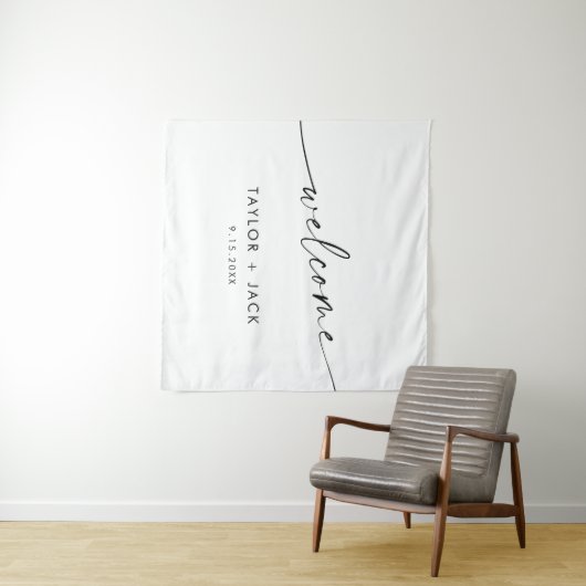 KAIA Minimalistisch Wedding Welcome Wandteppich (Beispiel (Horizontal))