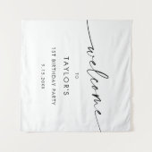 KAIA Minimalistischer Geburtstag Willkommen Wandteppich (Vorderseite (Horizontal))