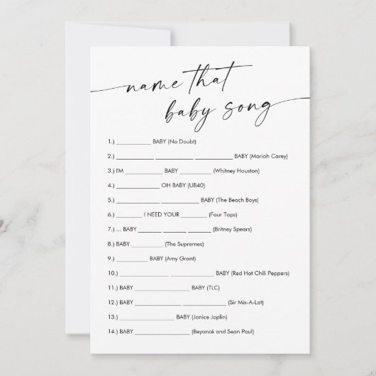 KAIA Name that Baby Song Game Card Einladung (Vorderseite)