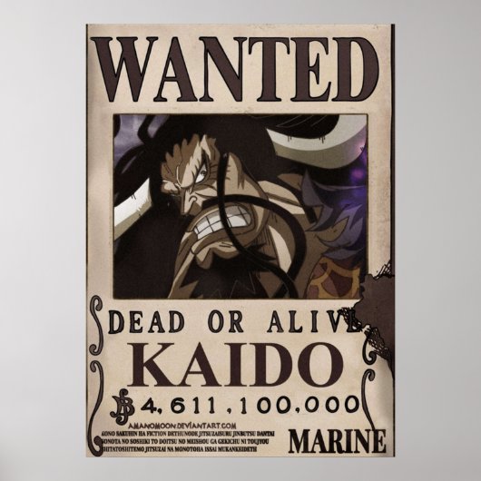 Kaido Gewollt Bounty Poster (Vorne)