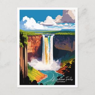 Kaieteur-Wasserfälle Guyana Reise Vintage-Illustra Postkarte