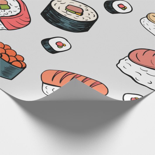 Kaii-Sushi-Rollen Geschenkpapier (Ecke)