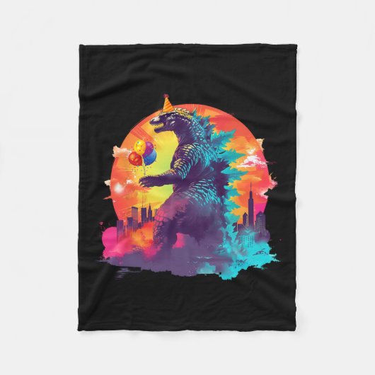 Kaiju Birthday Funny Boys Birthday Monster Fleecedecke (Vorderseite)