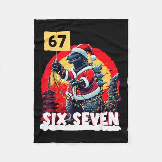 Kaiju Christmas 67 Santazilla Japanese Monster Din Fleecedecke (Vorderseite)