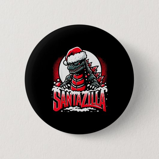 Kaiju Christmas Santazilla Japanese Monster Dinosa Button (Vorderseite)