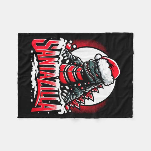 Kaiju Christmas Santazilla Japanese Monster Dinosa Fleecedecke (Vorderseite (Horizontal))