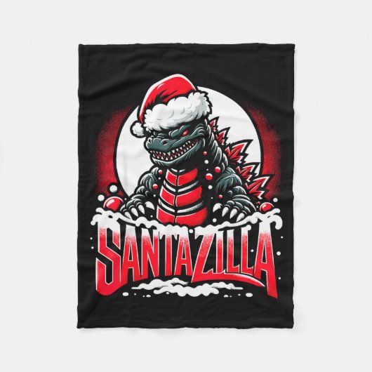 Kaiju Christmas Santazilla Japanese Monster Dinosa Fleecedecke (Vorderseite)
