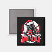 Kaiju Christmas Santazilla Japanese Monster Dinosa Magnet (Vorderseite/Rückseite)