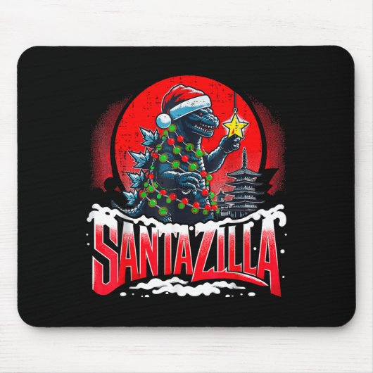 Kaiju Christmas Santazilla Japanese Monster Dinosa Mousepad (Vorne)