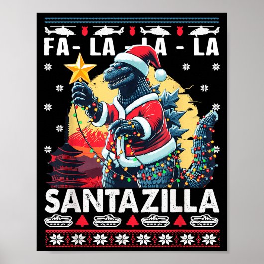 Kaiju Christmas Santazilla Japanese Monster Dinosa Poster (Vorne)