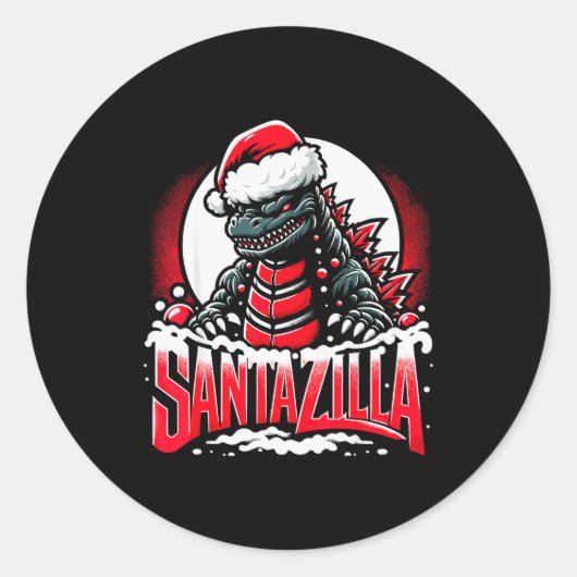 Kaiju Christmas Santazilla Japanese Monster Dinosa Runder Aufkleber (Vorderseite)