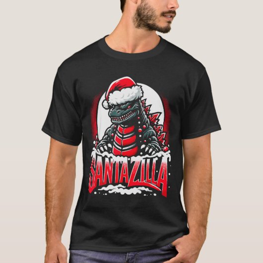 Kaiju Christmas Santazilla Japanese Monster Dinosa T-Shirt (Vorderseite)