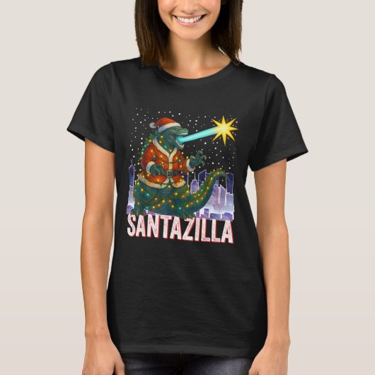 Kaiju Christmas Santazilla Japanese Monster Dinosa T-Shirt (Vorderseite)