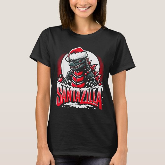 Kaiju Christmas Santazilla Japanese Monster Dinosa T-Shirt (Vorderseite)