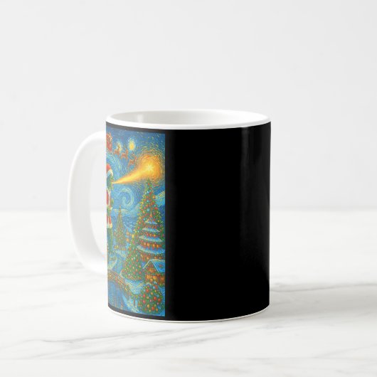 Kaiju Christmas Van Gogh Starry Night Japanese Mon Kaffeetasse (Vorderseite Links)