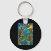 Kaiju Christmas Van Gogh Starry Night Japanese Mon Schlüsselanhänger (Vorderseite)
