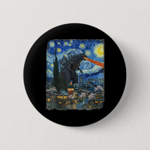 Kaiju-Monster Japan Vangogh Sternennacht Vintage Button