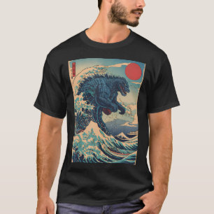 Kaiju Monster Japanischer Stil Art Great Wave Off T-Shirt