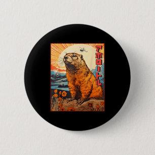 Kaiju-Murmeltier-Monster Vintage Anime Manga Retro Button