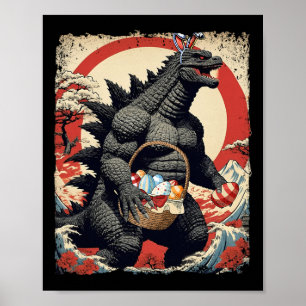 Kaiju-Ostern Vintage-Shirt Monster-Eier Ostertag Poster