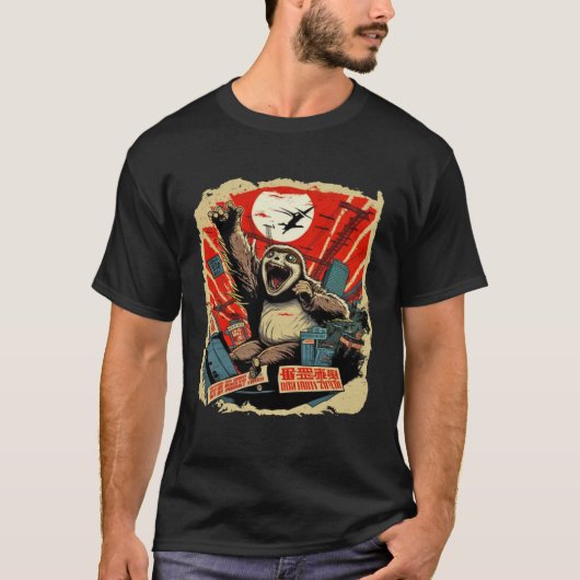 Kaiju Sloth Monster Creature Attack Japan City T-Shirt (Vorderseite)
