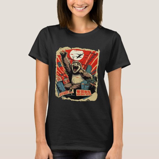Kaiju Sloth Monster Creature Attack Japan City T-Shirt (Vorderseite)