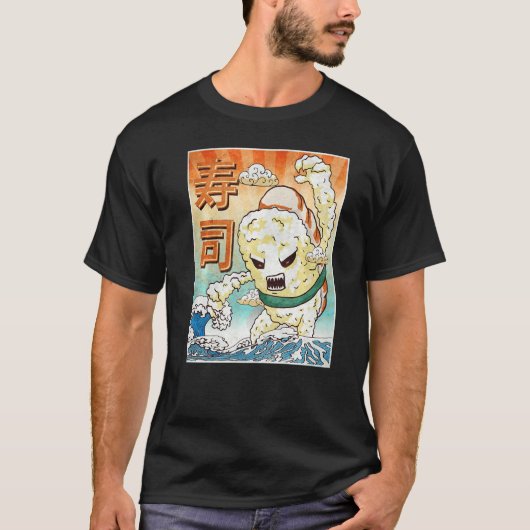 Kaiju Sushi Japanisches Monster T-Shirt (Vorderseite)