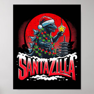 Kaiju Weihnachten Santazilla Japanisches Monster D Poster