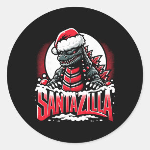 Kaiju Weihnachten Santazilla japanisches Monster D Runder Aufkleber