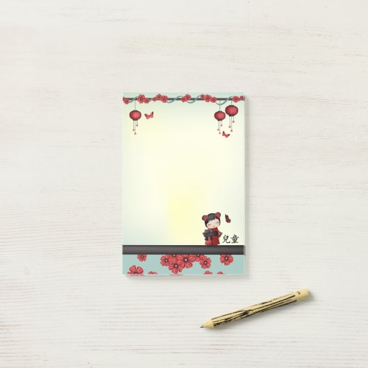 Kaiko the Kokeshi "Child" Post-it Klebezettel (Auf Schreibtisch)