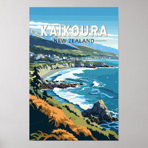 Kaikoura Neuseeland Reise Kunst Vintage Poster